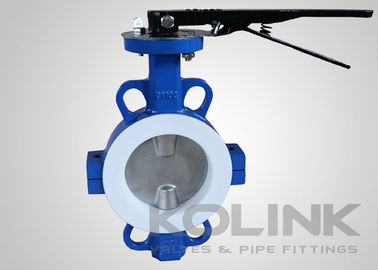 2pc PTFE-Sitzschmetterlingsventil Konzentrisches, Wafer-Lugged Flanged Düktile Eisen